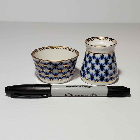 Lomonosov Cobalt Blue Net Open Salt and Pepper Set Mini - Picture 7 of 7